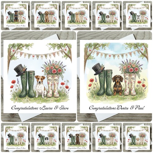Dog wedding card - wedding,