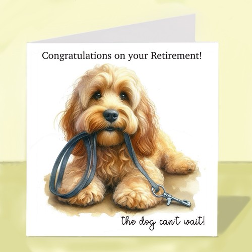 Cockapoo dog retirement card - dog,