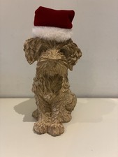 Resin Cockapoo with A Santa