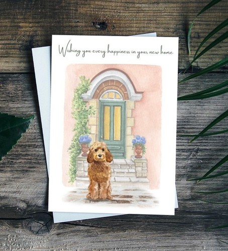 Dog new home card - dog, honey